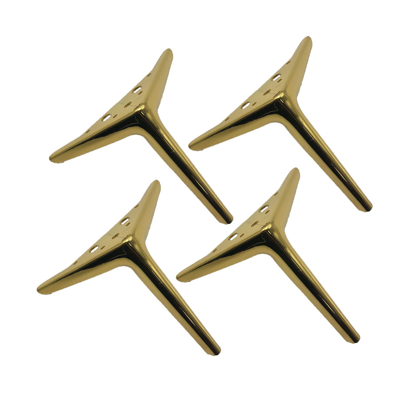 LUOFDCLDDD Furniture Legs - 4 Pack Wrought Iron Table Metal Legs, Adjustable Furniture Risers, Desk Legs Accessories for Replacement (Gold, 19cm) - Perfect for Couches, Sofa Beds, Cabinets & Stools