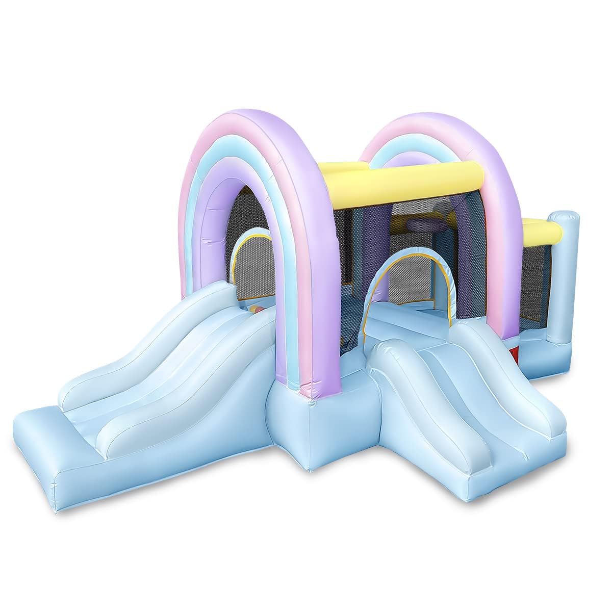 RETRO JUMP Inflatable Bounce House for Kids - Blue Marshmallow Bouncy Castle with Slide, Ball Play Room & Basketball Hoop | Outdoor Inflatable Playhouse with Blower, Balls, Patch Kits & Stakes | Perfect for Birthday Parties, Backyard Fun & Outdoor Playdates