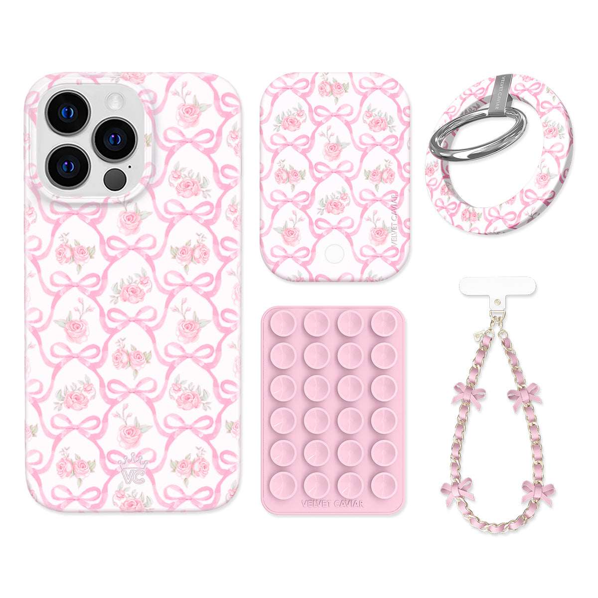 Cute Pink Bow iPhone Case with Grip - Non-Slip Shockproof Protective Phone Cover for iPhone 13/14/15 Pro Max - Perfect for Everyday Use, Travel, and Gift Giving