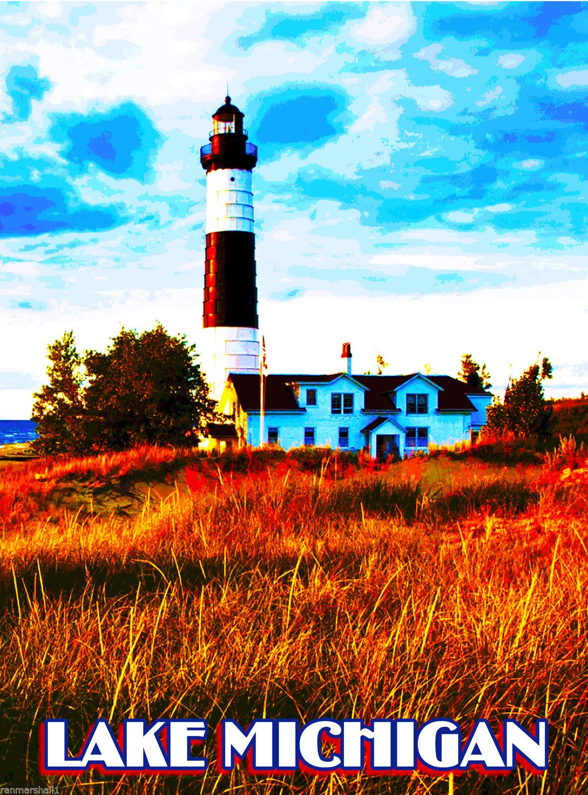 Lake Michigan Lighthouse Magnet - USA Travel Souvenir & Decorative Fridge Magnet for Collectors, Tourists & Home Decor