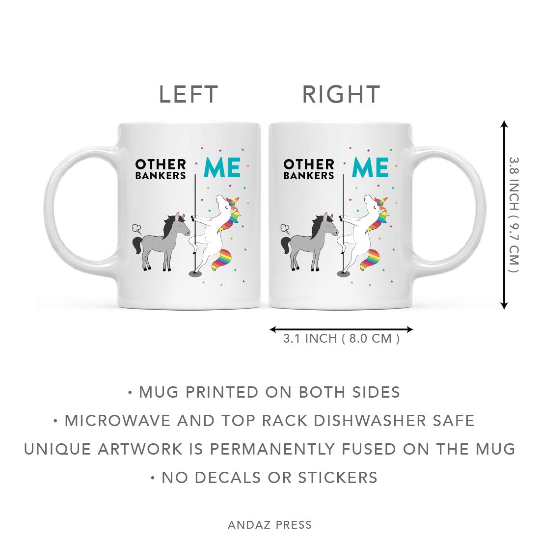 Funny 11oz Ceramic Coffee Mug - Quirky Banker Gift for Coworkers, Christmas, & Office Use | Andaz Press Unicorn Horse Design | Perfect for Tea, Hot Drinks & Gift Giving