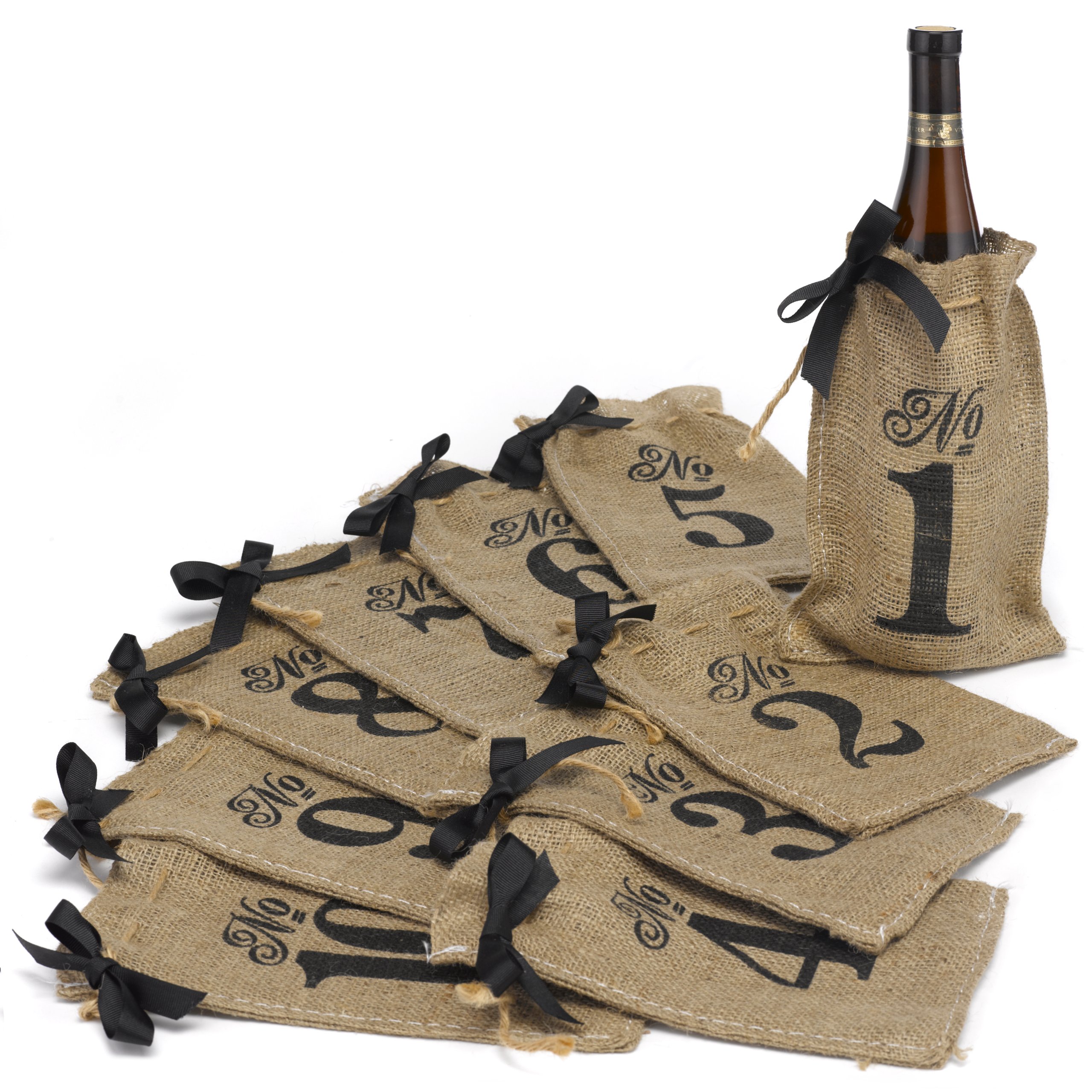 10-Pack Burlap Wine Bags for Wedding Table Numbers | Rustic Wedding Decor & Party Favor Accessories | Perfect for Rustic Weddings, Bridal Showers & Anniversary Celebrations