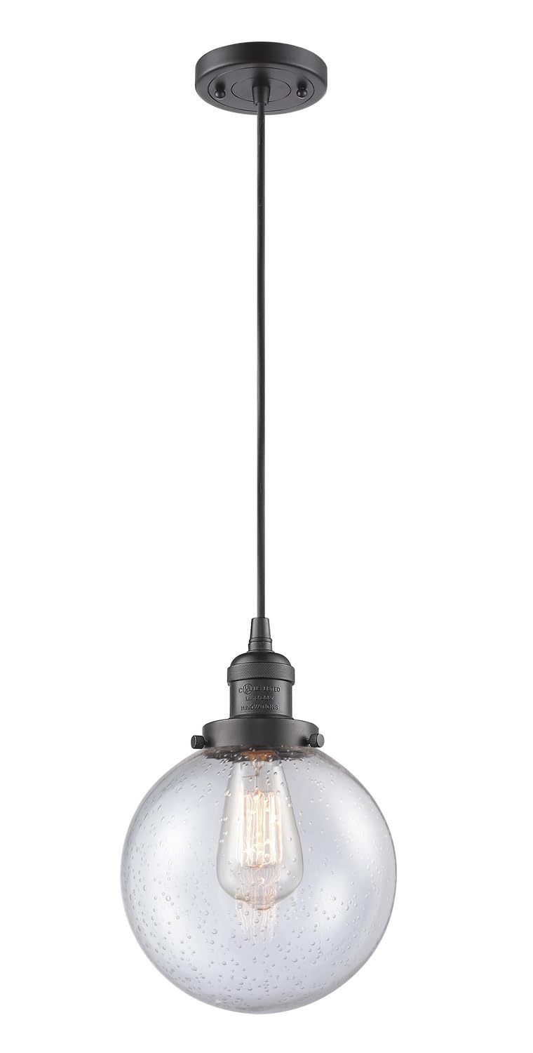 Innovations 201C-OB-G204-8-LED Mini Pendant Light Fixture - Oil Rubbed Bronze Finish - 8 LED Bulbs - Modern Kitchen Island Lighting, Dining Room Chandelier, Bedroom Hanging Lamp