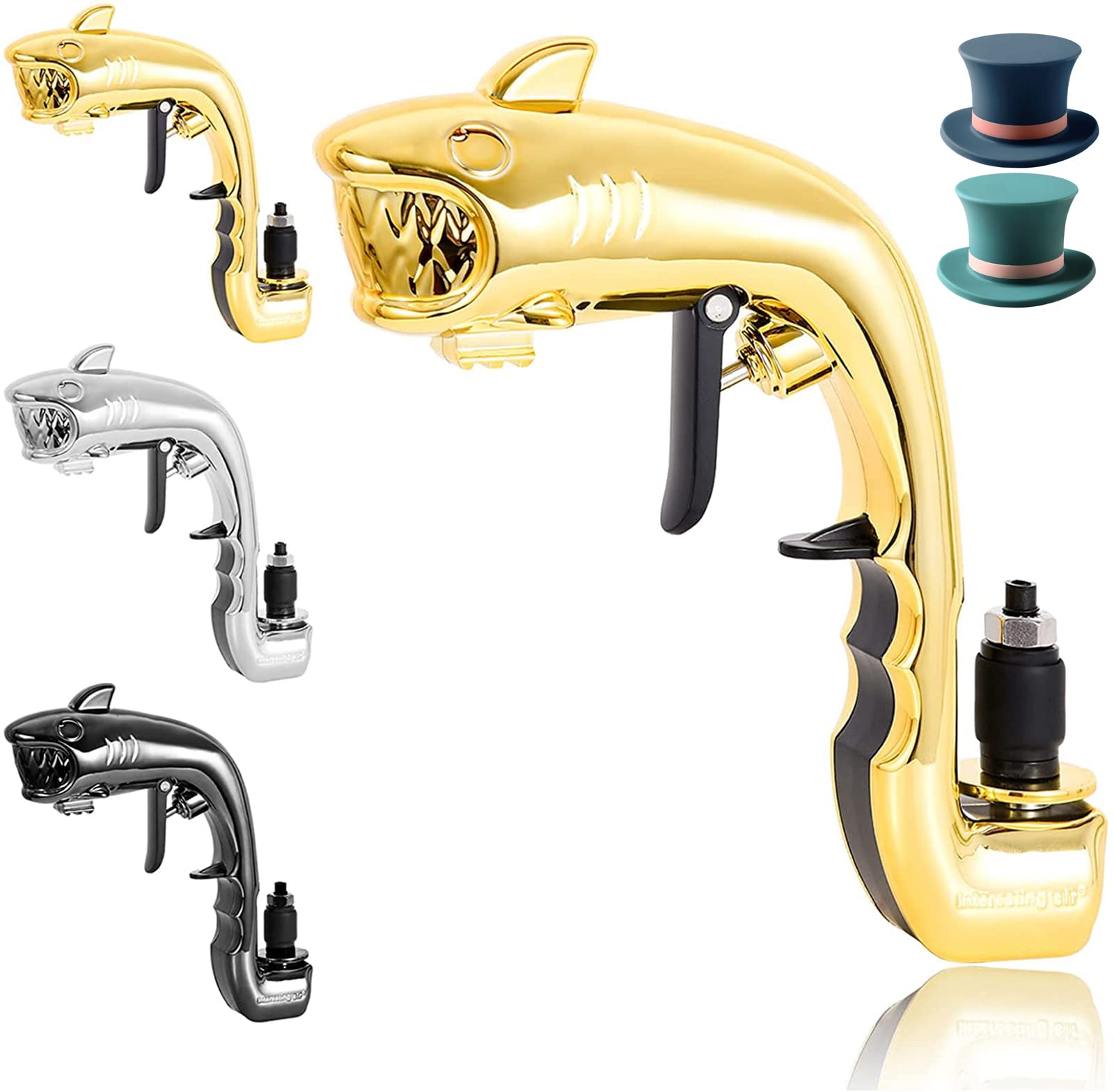 Best Shark Champagne Gun Shooter - Adjustable Beer & Wine Squirt Gun with Cork Stopper - Perfect for Parties, Clubs, Bars & Celebrations - Gold Finish Fun Alcohol Accessory for Nightlife & Events