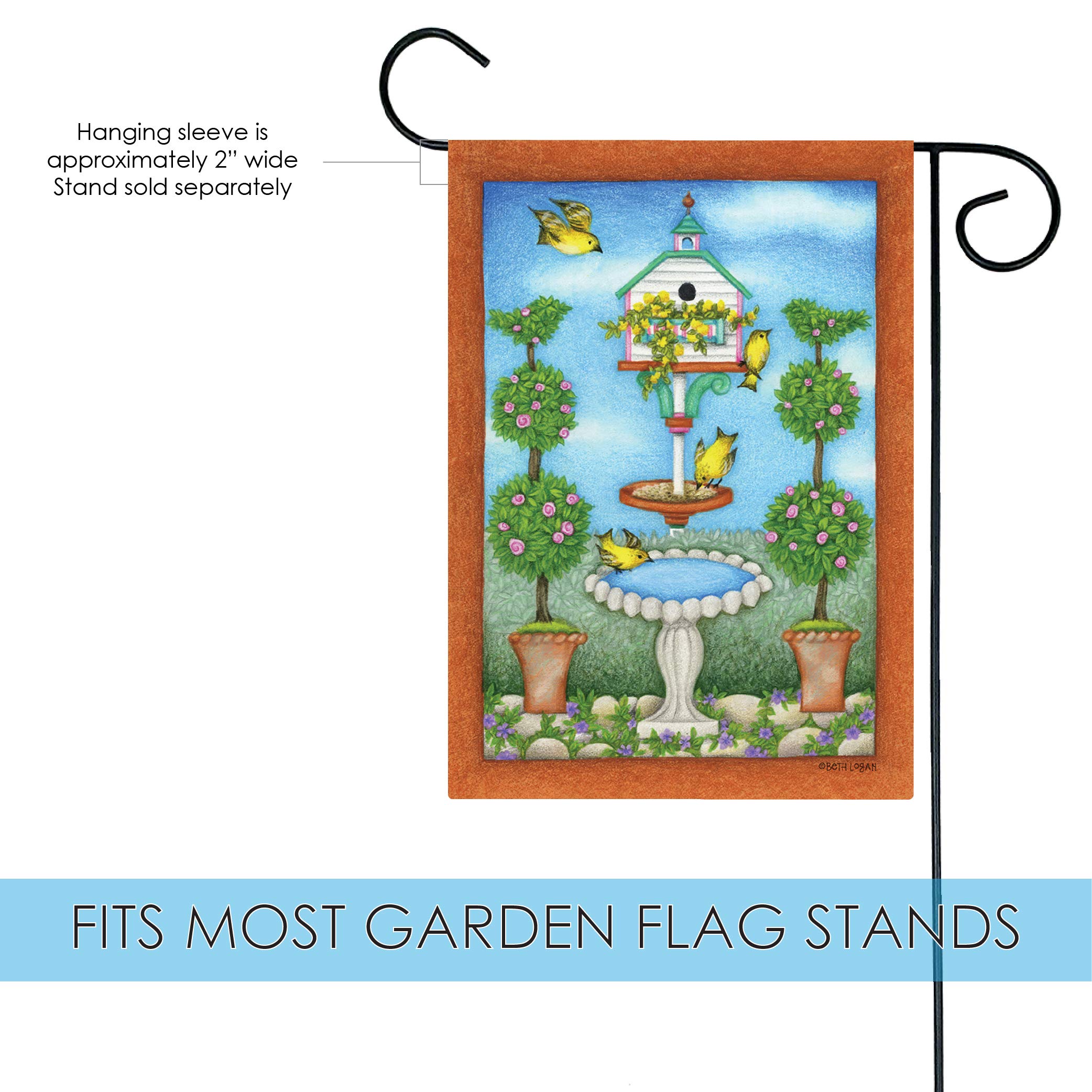 Toland Home Garden 12x18 Inch Double Sided Gold Finch Birdhouse Flower Flag - Weather-Resistant Outdoor Yard Decoration for House, Garden, and Patio - Perfect for Spring and Summer Decor