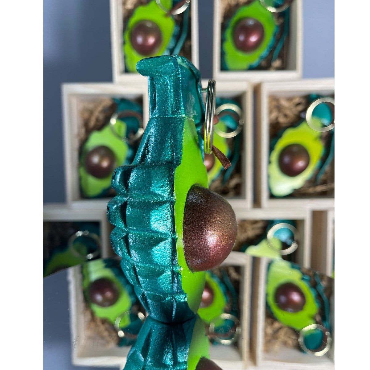 JesseJFR Avocado Grenade Resin Sculpture - Unique Art Collectible for Home Decor, Office Display & Gift Giving | Let Them Eat War Statement Piece