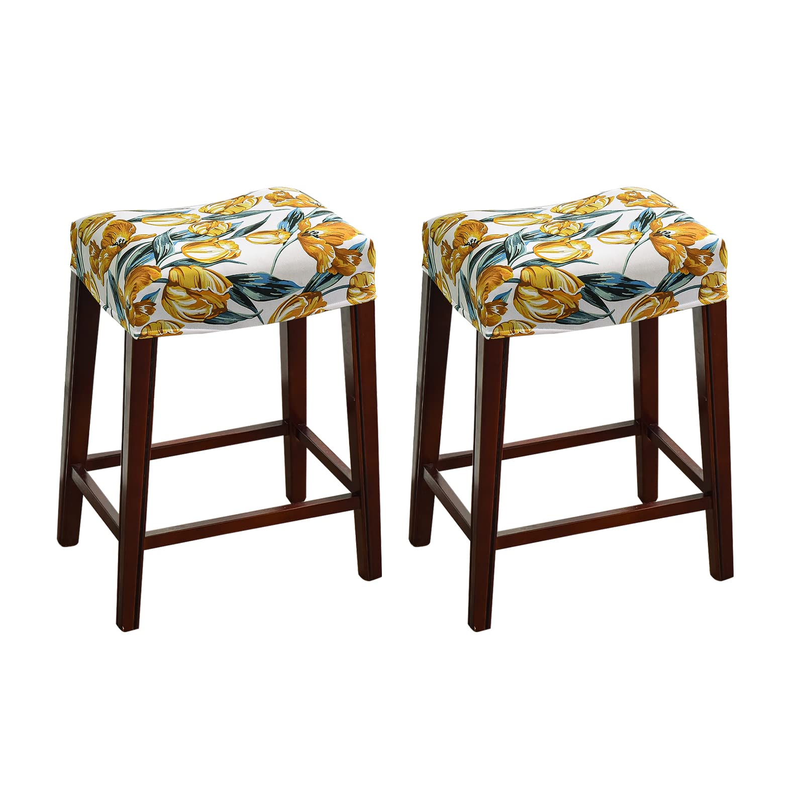 2 Pack Stretch Rectangle Bar Stool Covers - Elastic Slipcovers for Counter Stools, Dining Chairs & Saddle Seats - Upholstery Protector for Home, Kitchen & Bar Decor (05)