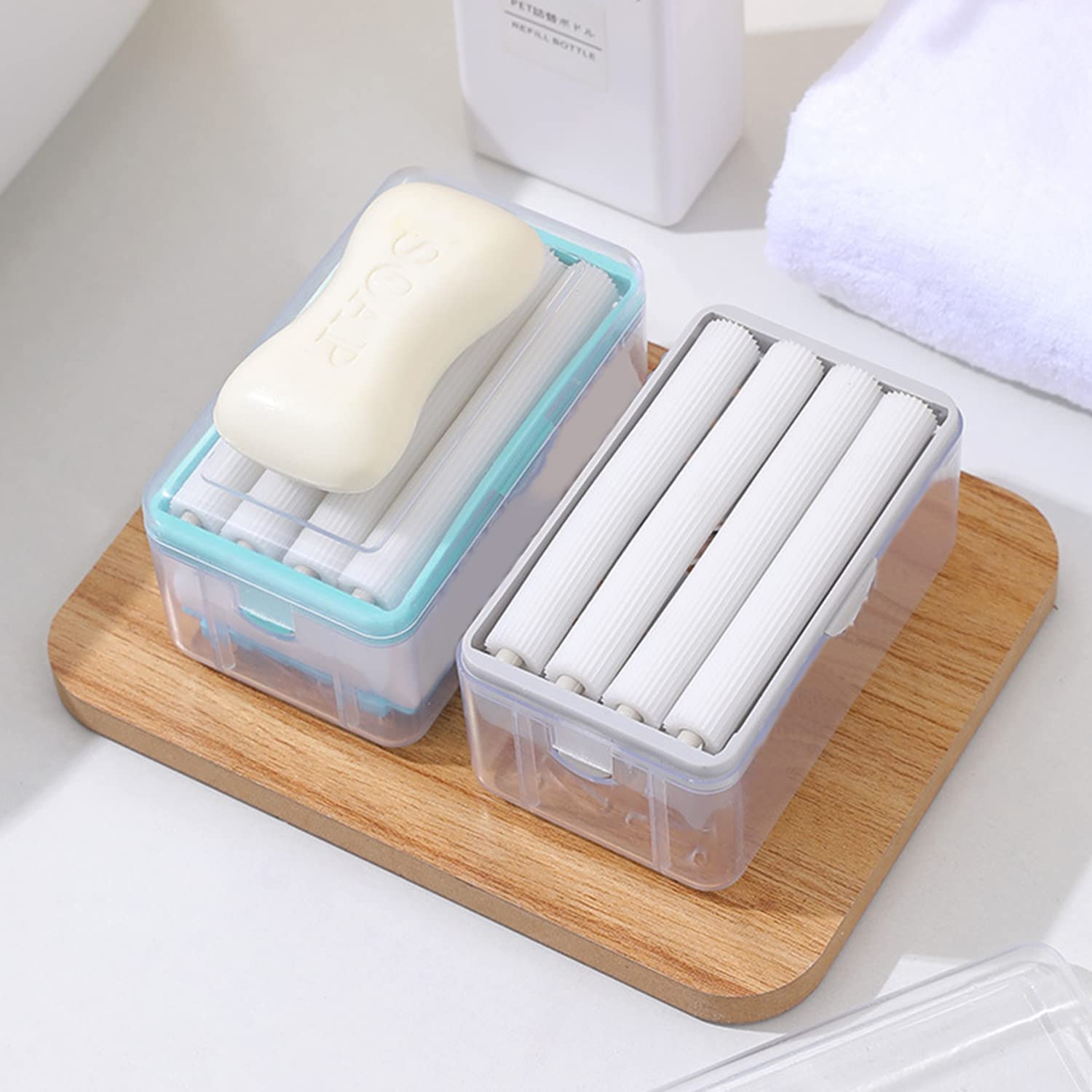 LEAWALL Easy Cloth Plastic Washing Soap Roller - Multi-Color Soap Dispenser with Lid & Roller (Pack of 1) - Perfect for Laundry, Hand Washing & Travel Use