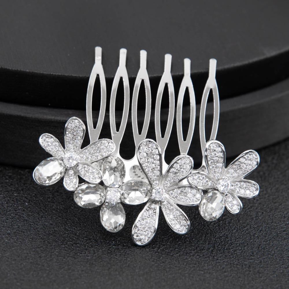 Sparkling Cubic Zirconia Crystal Bridal Hair Comb - Elegant Wedding Hair Accessory for Bride (TFC289) | Perfect for Weddings, Prom & Special Occasions