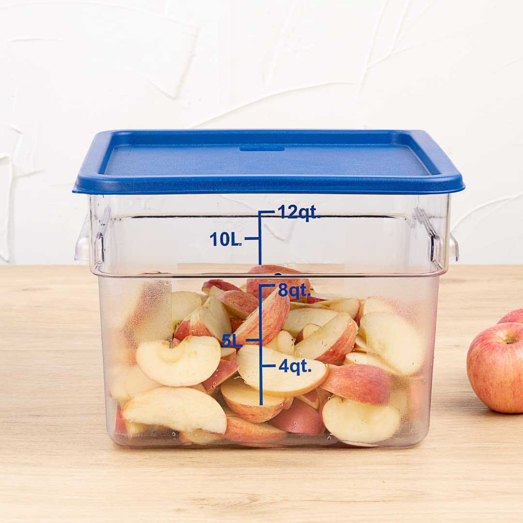 Restaurantware - 10 Pack Square Plastic Food Storage Container Lids Only | Marinating & Meal Prep Lids with Date Indicator | Dishwasher & Freezer Safe | Blue Plastic Lids (Containers Sold Separately) | Perfect for Meal Prep, Leftovers & Food Storage Organization