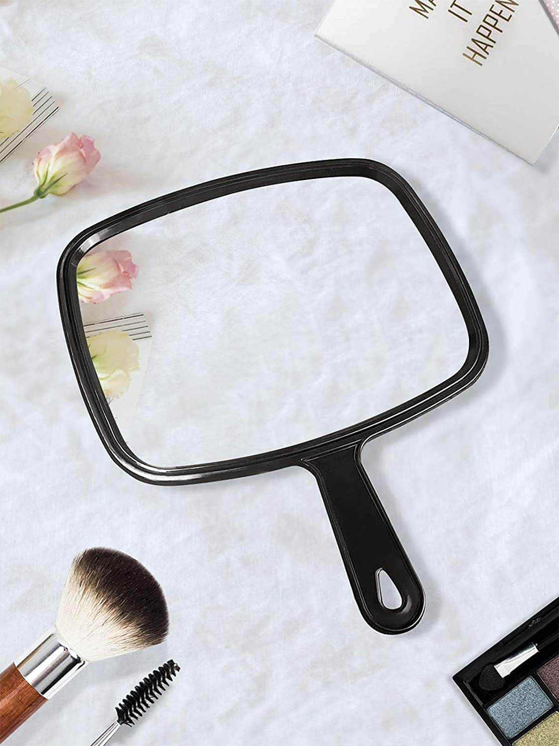 Professional Handheld Mirror for Salon & Barbers - Black Hairdressing Paddle Mirror - Perfect for Styling, Cutting & Hair Care at Home or Salon