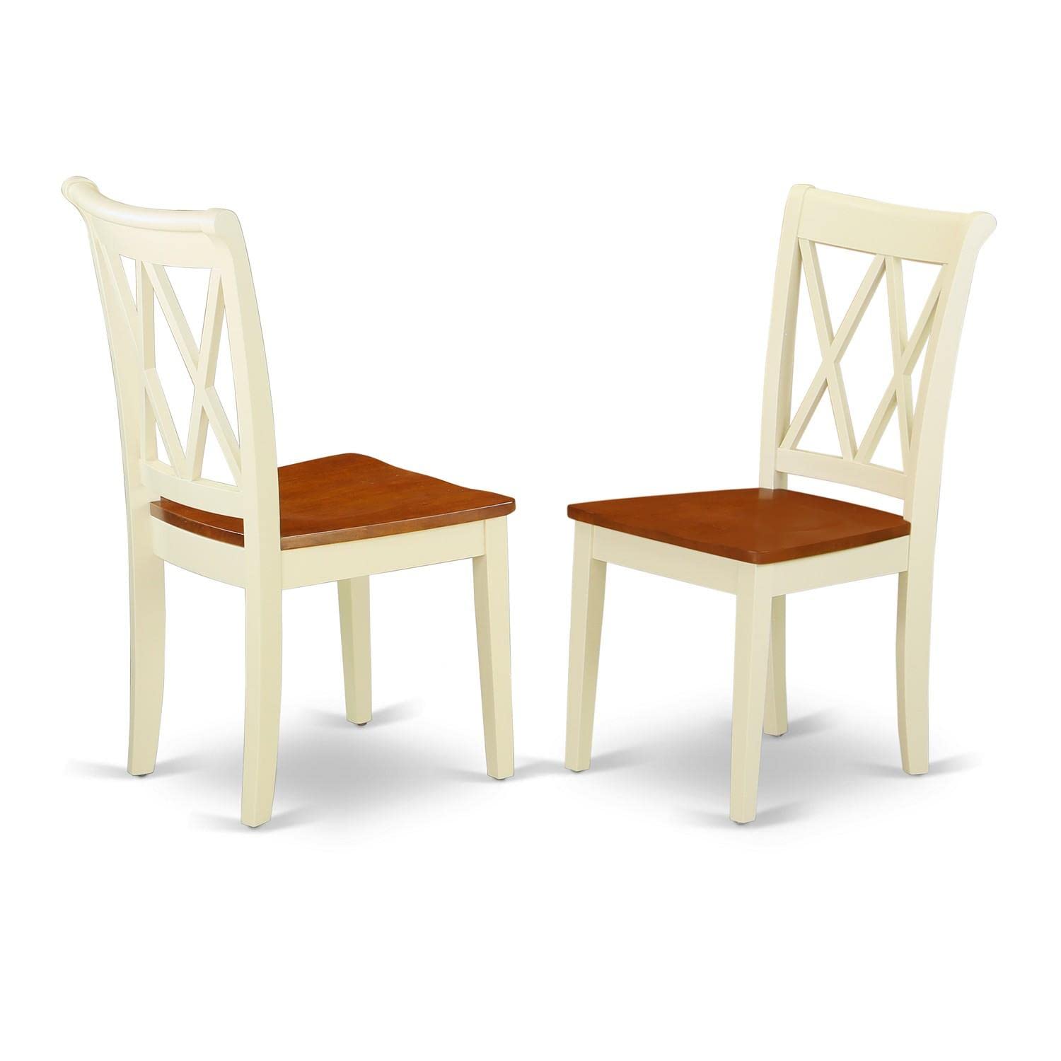 East West Furniture HLCL3-BMK-W 3-Piece Round Kitchen Dining Table Set with Pedestal Base & 2 Chairs, 42x42 Inch, Buttermilk & Cherry - Perfect for Small Spaces, Breakfast Nooks, and Cozy Apartments