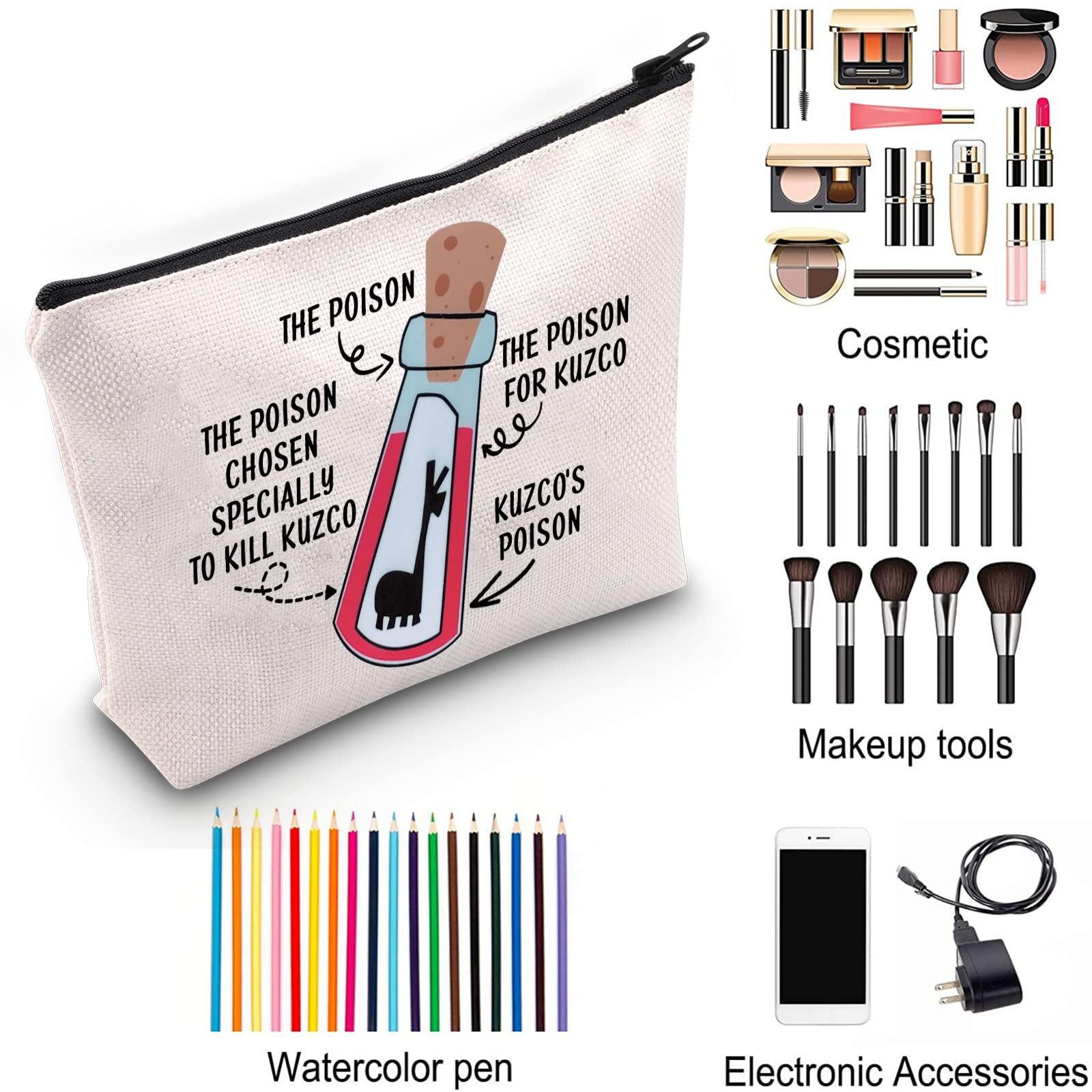 ZJXHPO Emperor's Makeup Bag - Poison Themed Cosmetic Pouch with Zipper, Travel Makeup Case for Women, Perfect Gift for Her | Ideal for Travel, Daily Use & Llama Lovers
