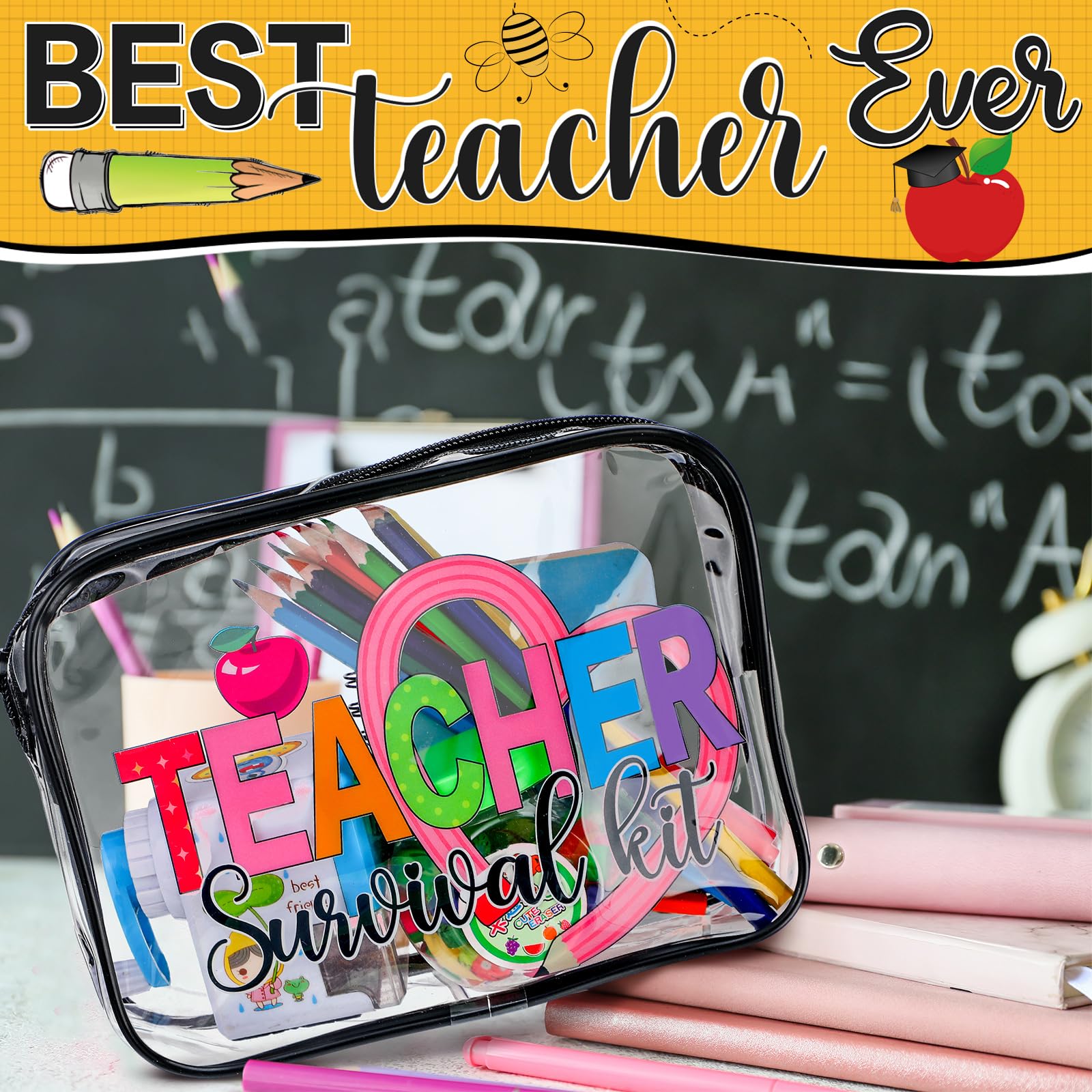 Waterproof PVC Makeup Bag for Travel & Beach - Teacher Gift