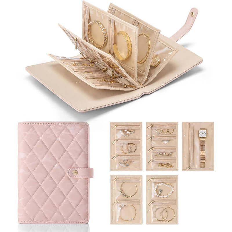 Premium Jewelry Organizer Case - Zippered Binder Book with Storage Pouch | APJ313 | Perfect for Travel, Home & Gift Giving