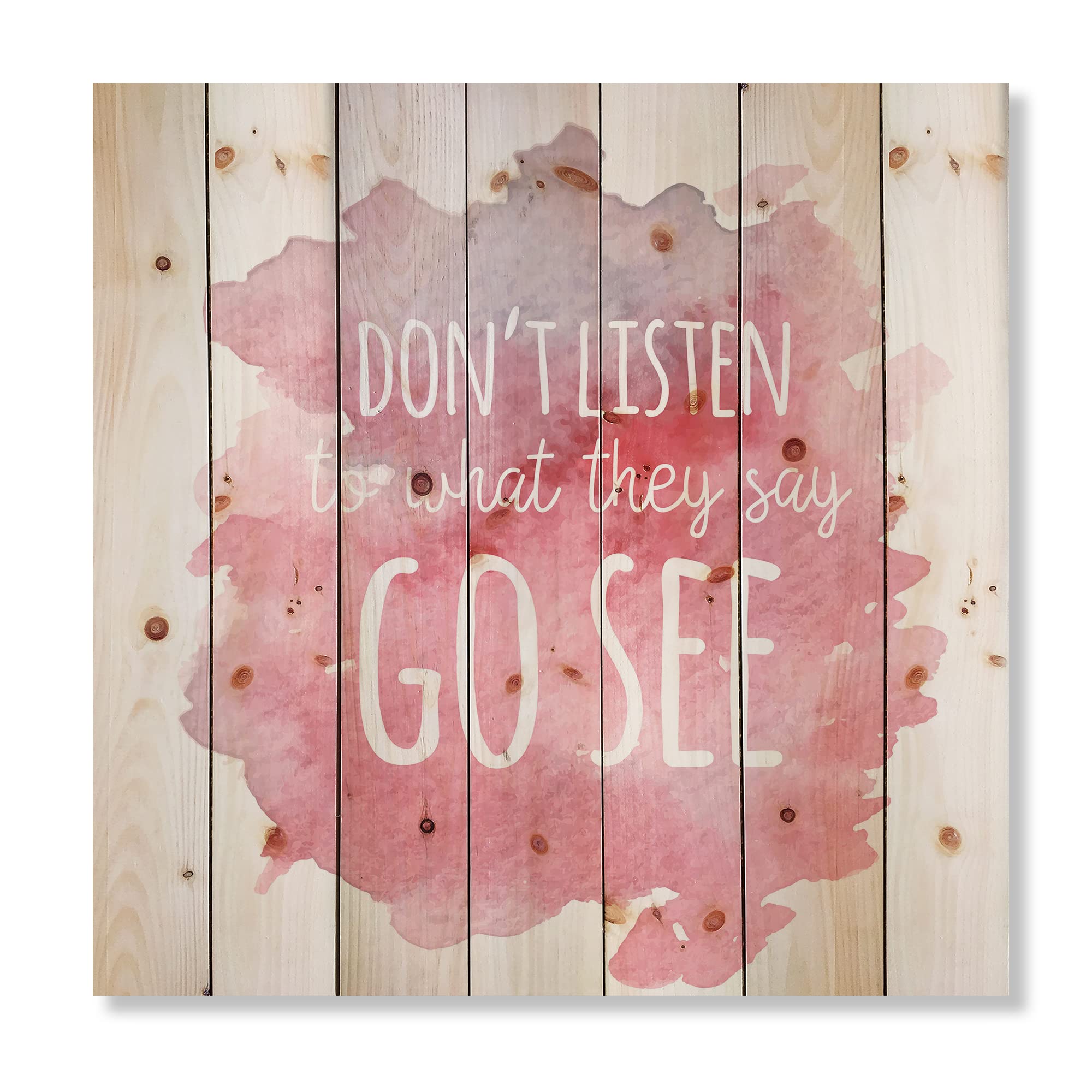 Pink Wood Wall Art - Traditional Wood Decor with Quotes for Home & Office