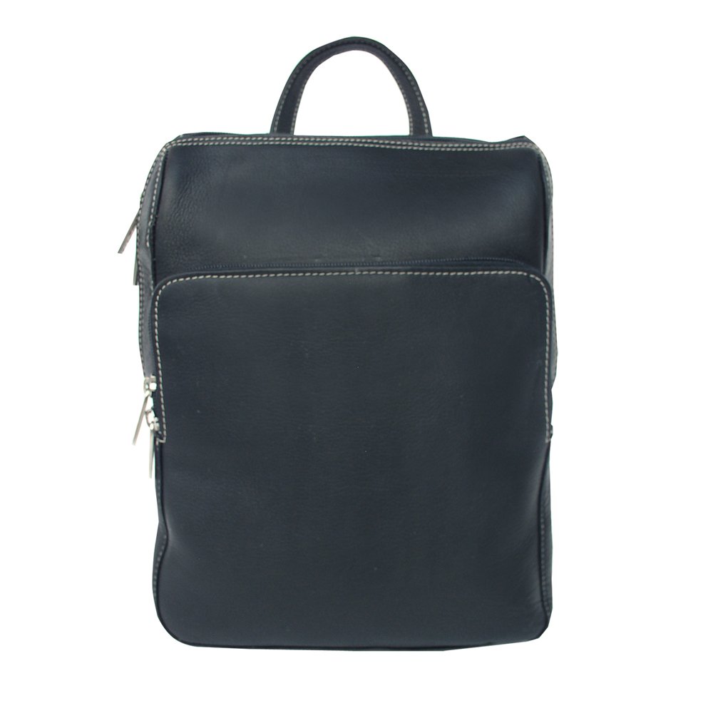 Piel Leather Slim Front Pocket Backpack for Men & Women - Compact Travel Backpack with RFID Protection - Perfect for Commuting, Business Travel & Everyday Use (Black, One Size)