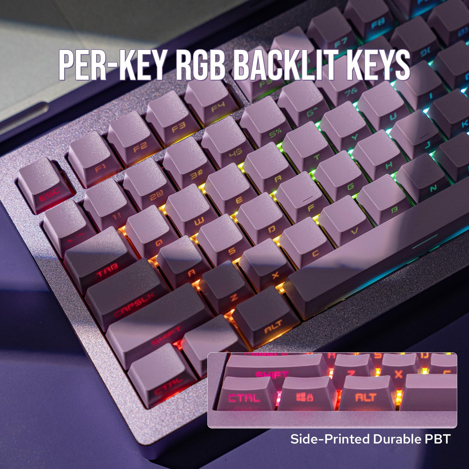 EPOMAKER Tide75 QMK/VIA Wireless Gaming Mechanical Keyboard - 75% Compact Aluminum Body, Hot-Swappable Lemon Switches, Bluetooth/2.4Ghz/USB-C Connectivity, Programmable FR4 Plate for Windows/Mac (Purple) - Perfect for Esports, Office Typing & Content Creation