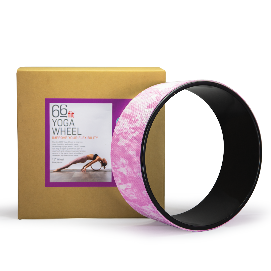66Fit Yoga Back Wheel - Pink & White 12