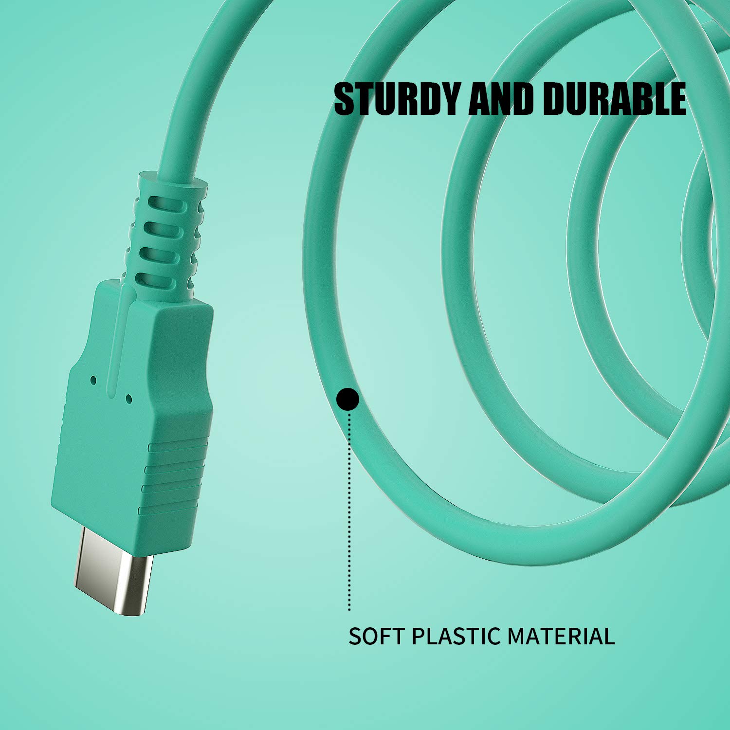 HEATFUN USB C Fast Charger Cable for Nintendo Switch - 4.92ft Animal Crossing Green | Compatible with Switch OLED/Lite | Perfect for Gaming On-The-Go & Travel Accessories