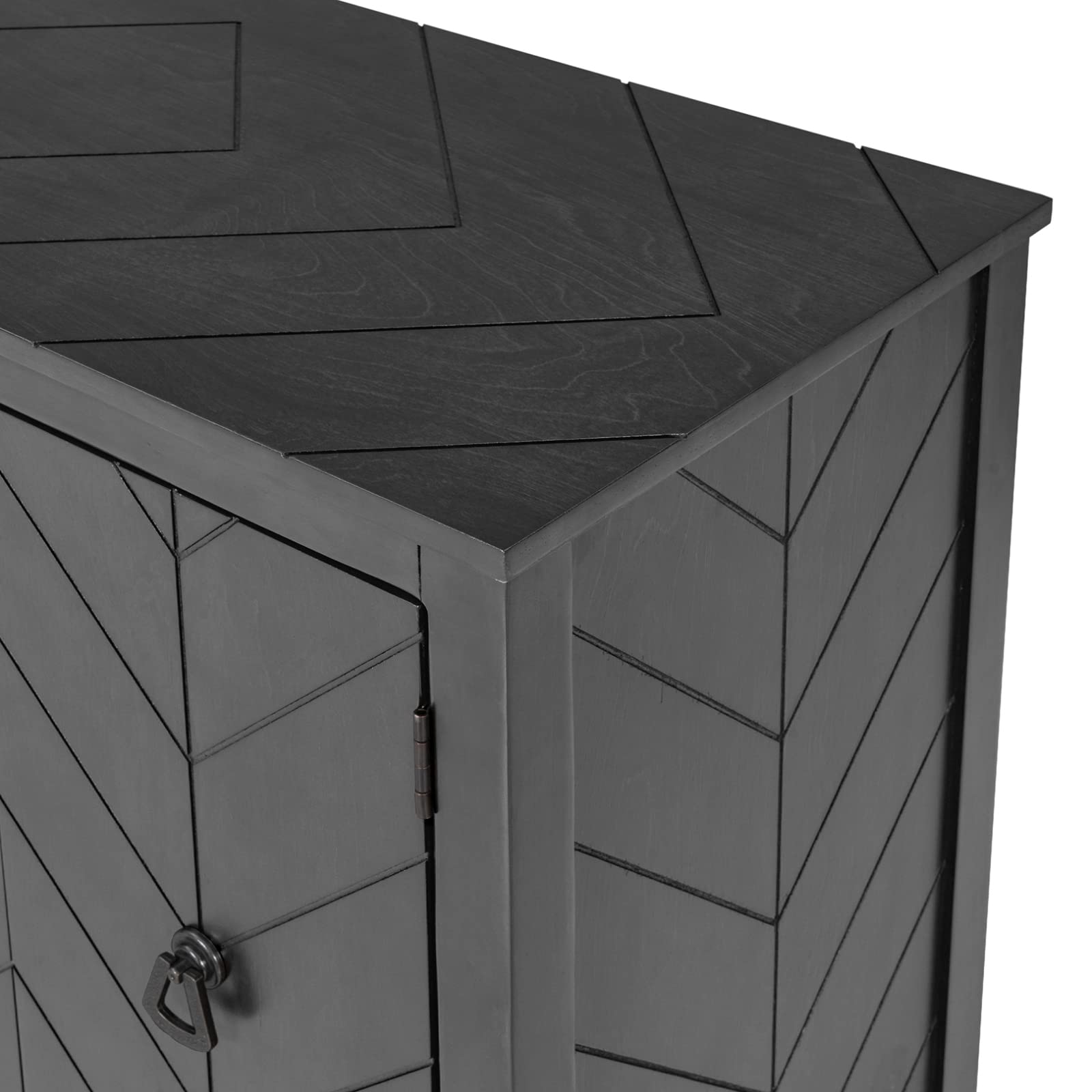 Antique Gray Wooden Accent Storage Cabinet with Adjustable Shelf - U-Shaped Modern Sideboard for Entryway, Living Room & Bedroom - Perfect for Home Organization & Stylish Storage Solutions