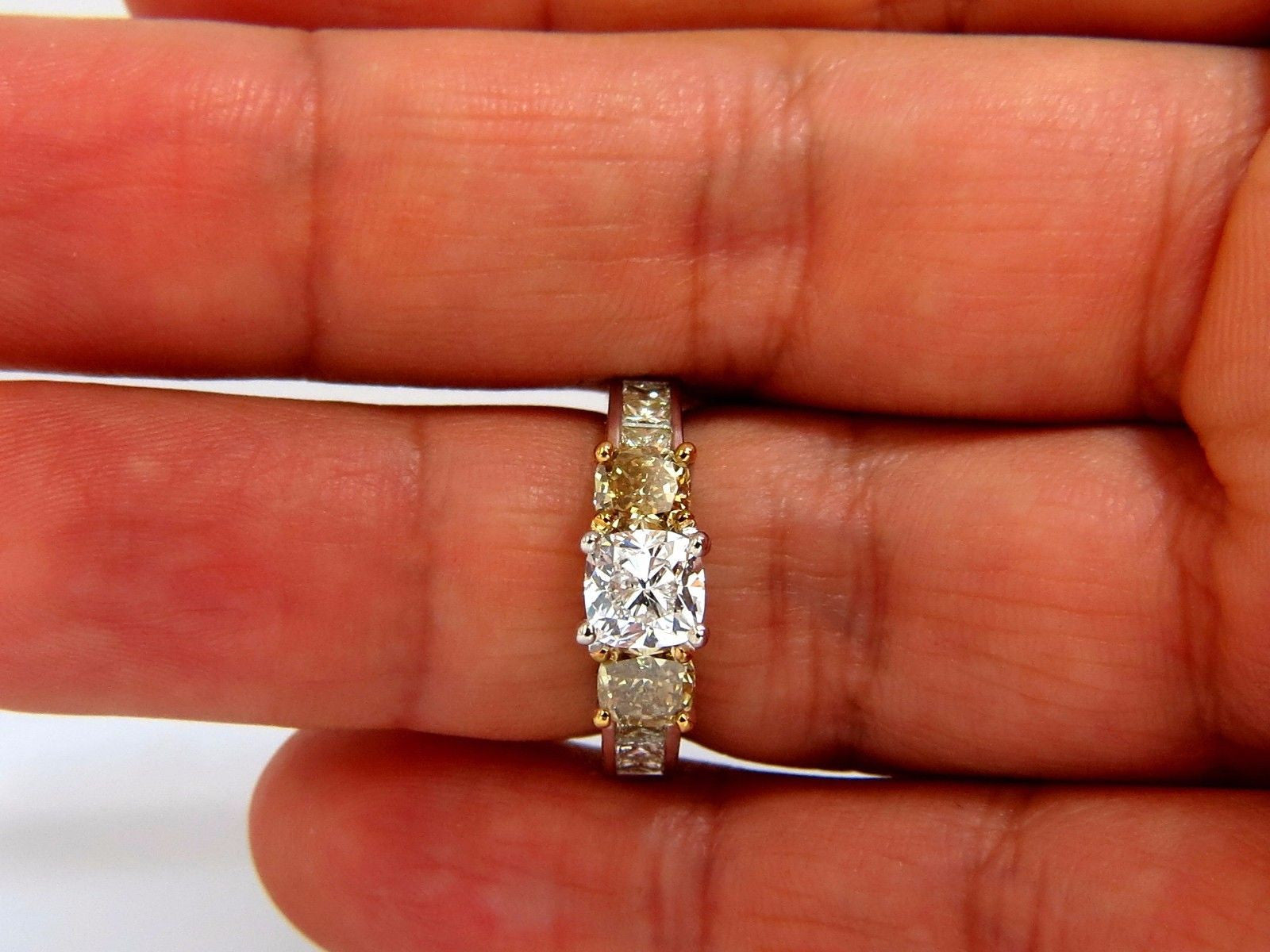 GIA Certified 1.01ct Cushion Cut Diamond & 1.02ct Fancy Yellow Diamond Engagement Ring - 14K Gold VVS2 Clarity - Perfect for Proposals, Anniversaries & Special Occasions