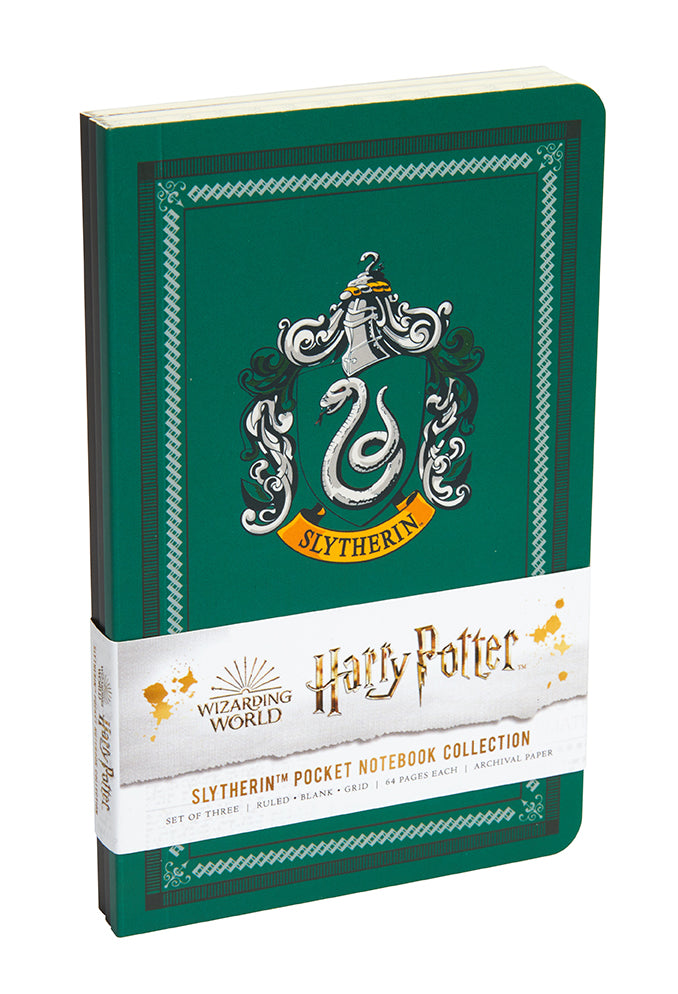 Harry Potter Slytherin Pocket Notebook Set of 3 - Mini Lined Journal for School, Office & Travel - Collectible Wizarding World Stationery Gift for Fans