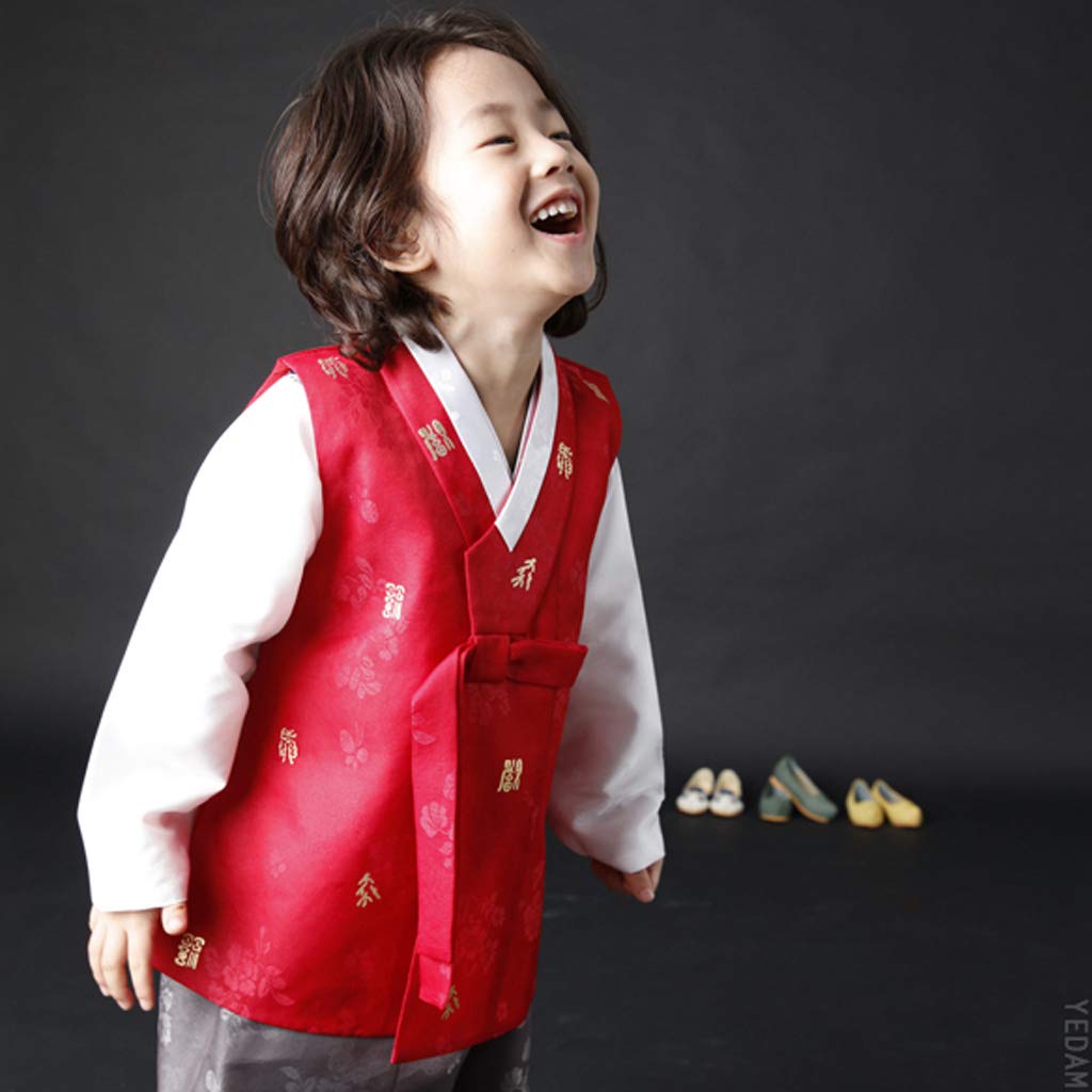 Korean Hanbok Traditional Outfit for Boys - Top Vest & Pants Set | Baby Boy's Birthday, New Year, Thanksgiving Festival Costume CB1905 | Perfect for Cultural Events, Photo Shoots & Special Celebrations