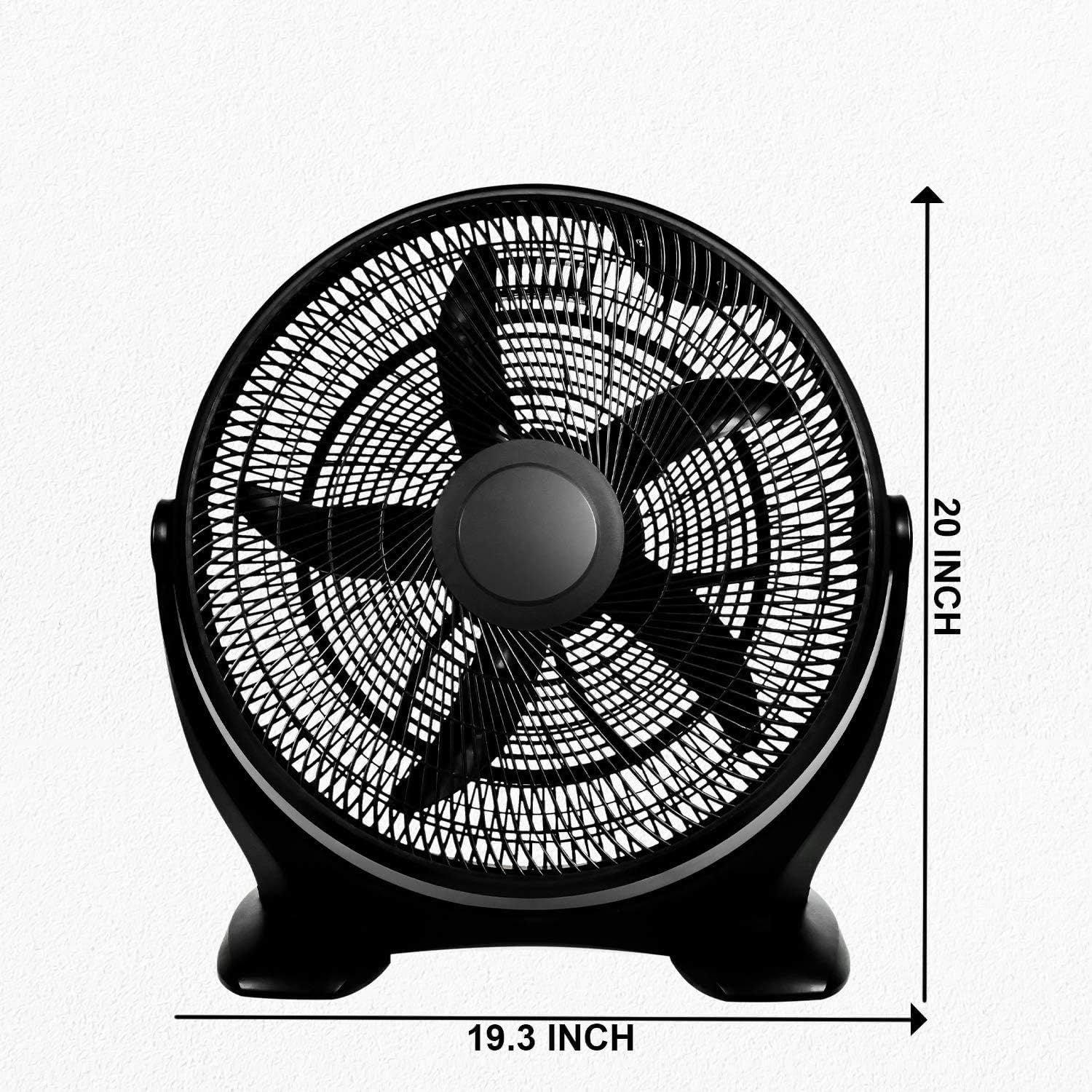 18 Inch 3 Speed Quiet Plastic Floor Fan - Indoor Outdoor Cooling for Home, Office, Commercial, Greenhouse & Patio Use - Energy Efficient Black Standing Fan