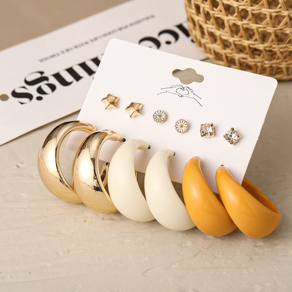 YouBella Stylish Gold Plated Stud and Hoop Earrings Set for Women & Girls - Latest Western Jewelry Gift (Multi-Color) | Perfect for Parties, Dating & Everyday Wear (YBEAR_32937)