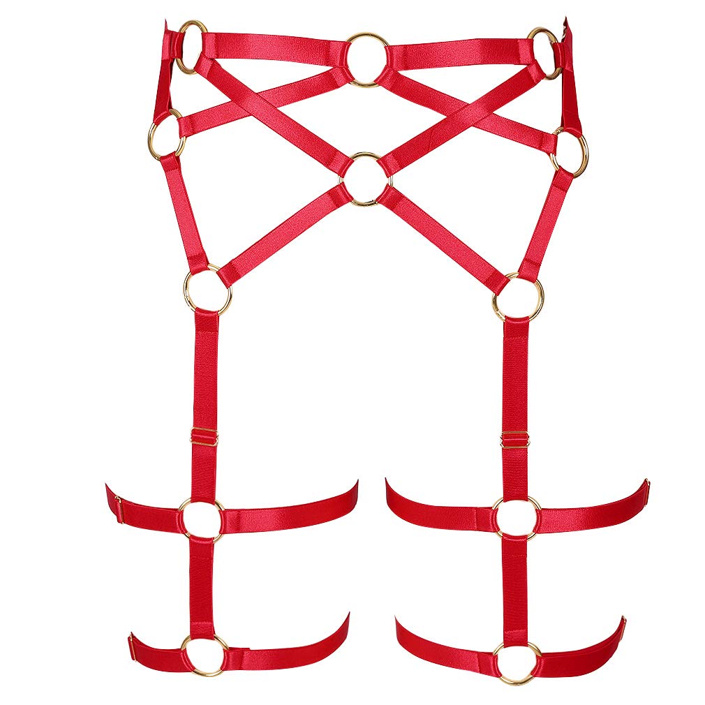 Sexy Punk Harness Garter Belt for Women - Adjustable Waist & Thigh Straps - Gothic Lingerie Stockings for Burlesque, Cosplay & Night Out