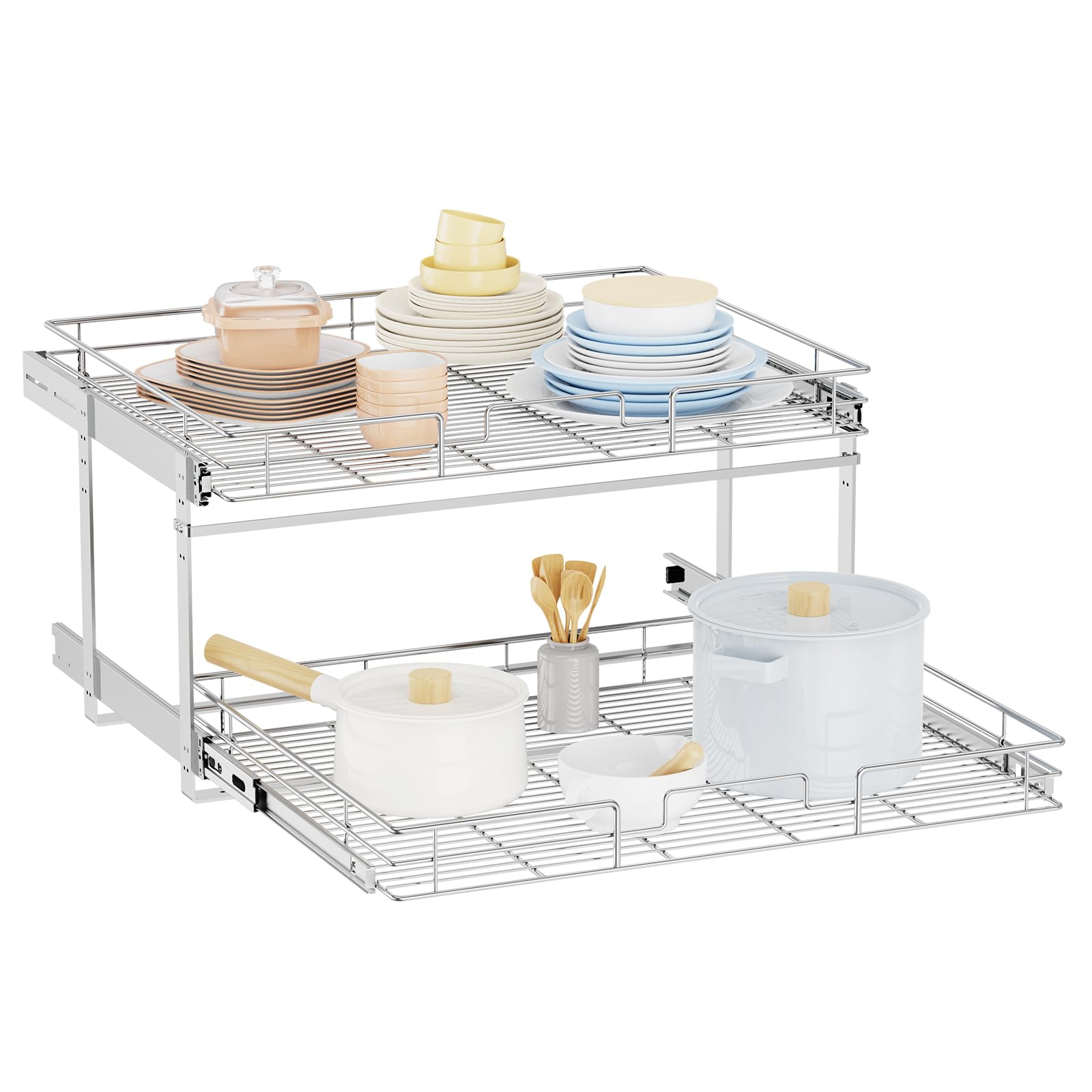 LOVMOR 2-Tier Slide Out Cabinet Organizer for Kitchen - 28.5