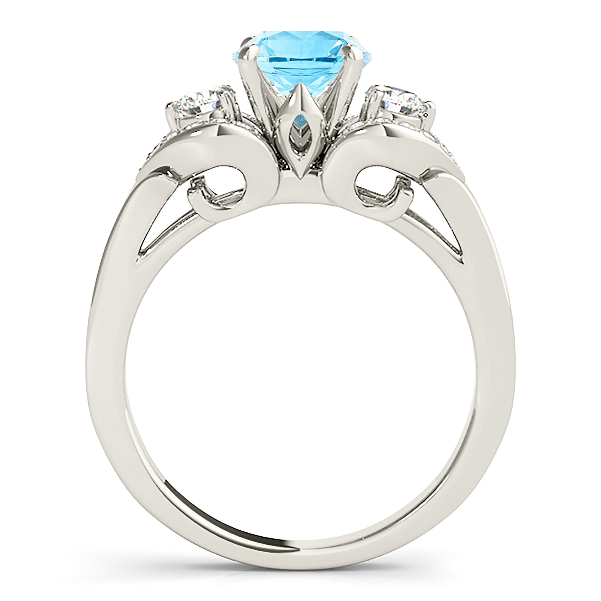 1.10 ct. Genuine Aquamarine Vintage Ring With 0.40 ctw. Diamonds - Elegant March Birthstone Jewelry for Women, Perfect for Weddings, Anniversaries & Special Occasions