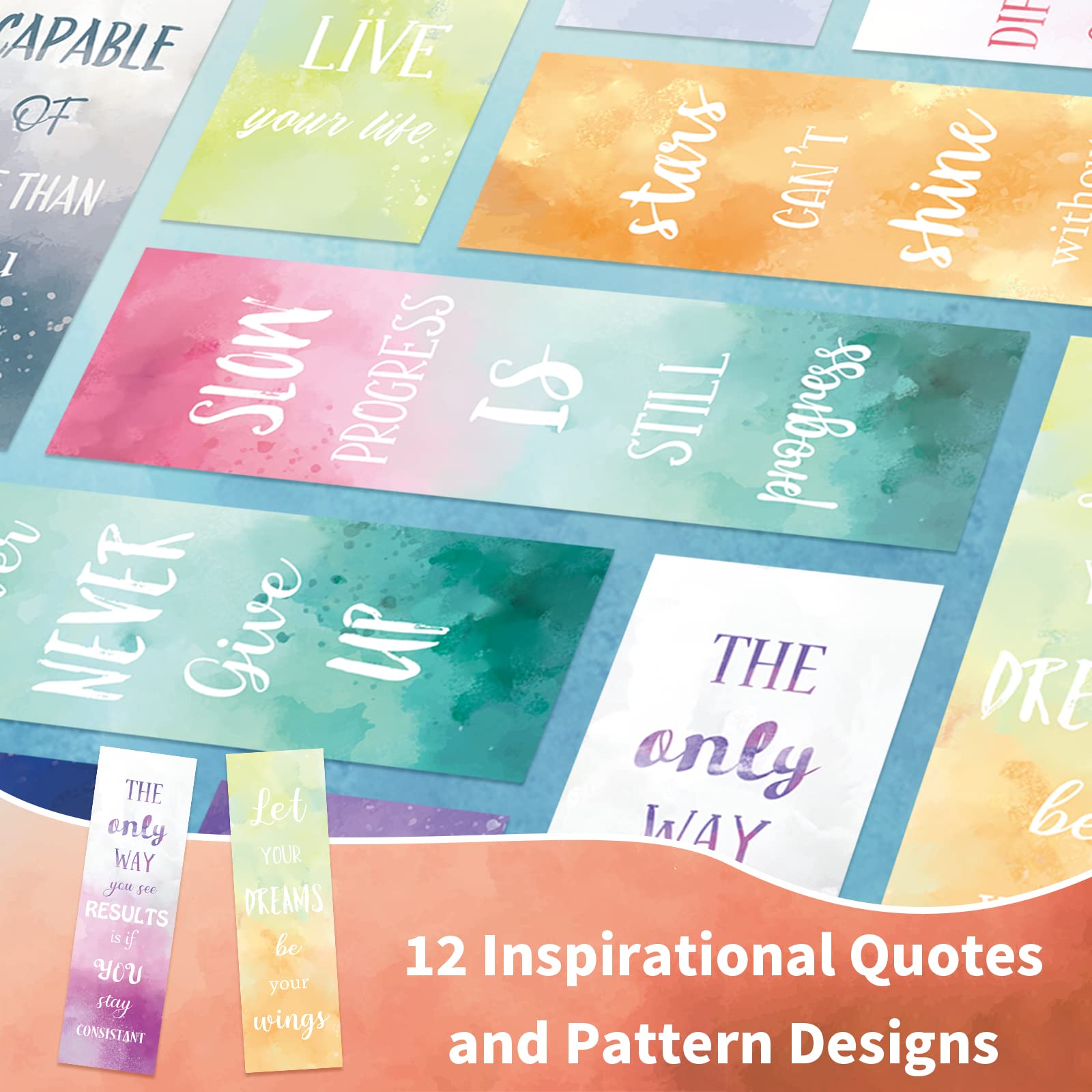 60 PCS Inspirational Bookmarks for Women & Men - 12 Styles Motivational Bookmarks for Kids, Students, Teachers - Bulk Positive Reading Bookmarks for Book Lovers - Perfect for School, Home, Office & Gifts
