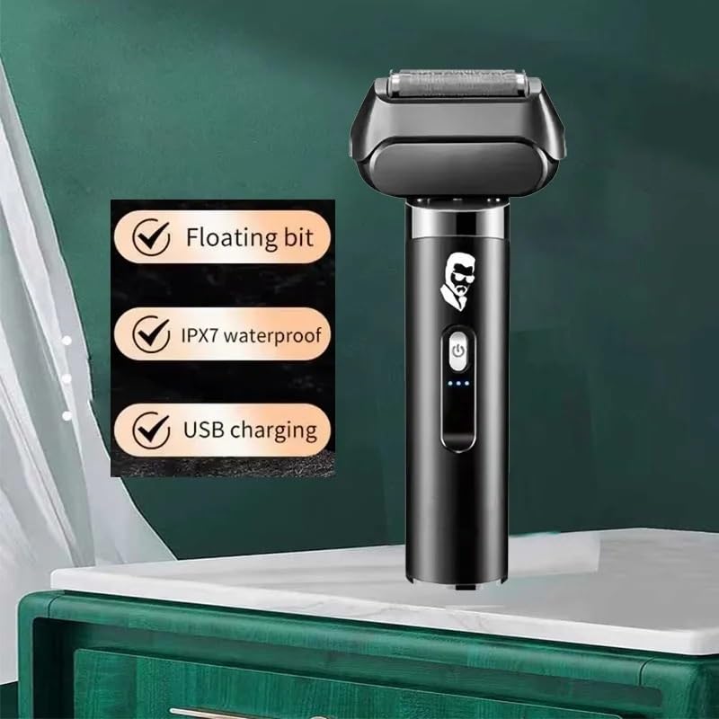 Men's Electric Razor - Rechargeable Cordless Shaver with Washable & Removable Blades for Smooth Shaving - Perfect for Travel, Home & Gym Use