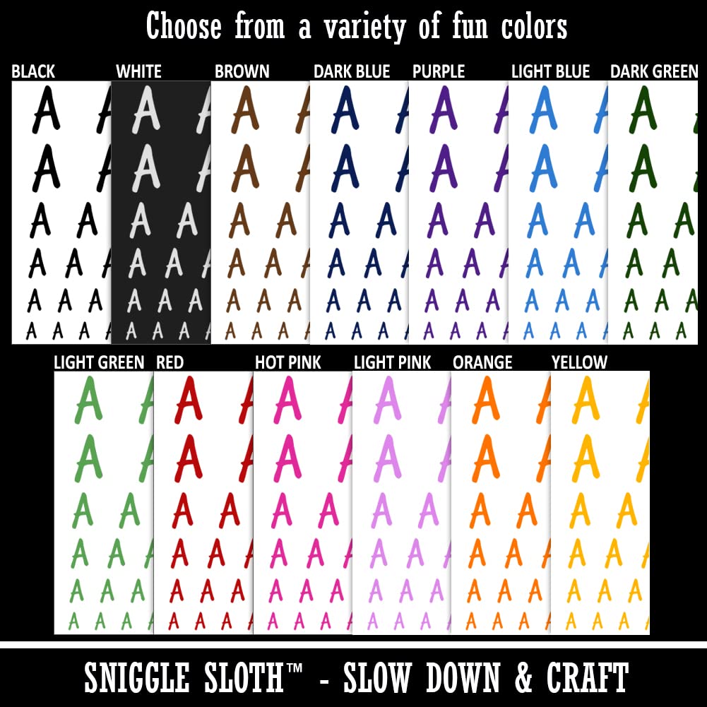 Letter A Uppercase Felt Marker Font Temporary Tattoo - Waterproof Fake Body Art Stickers (Black, 1 Sheet) for Parties, Festivals & Costume Events