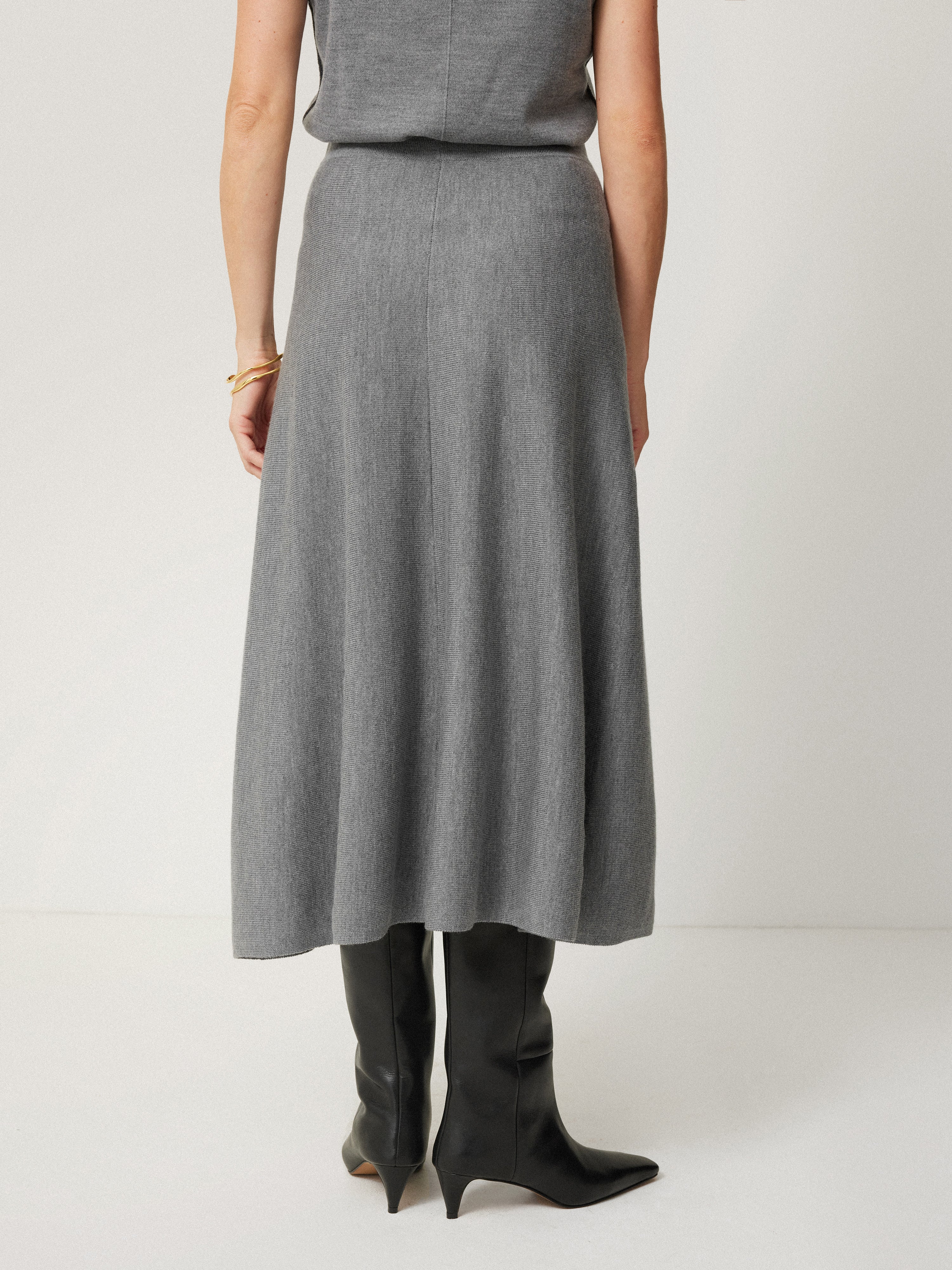 Premium Merino Wool Knitted A-Line Skirt for Women - Soft & Warm Winter Skirt in Elegant Grey | Perfect for Office Wear, Casual Outings & Holiday Outfits