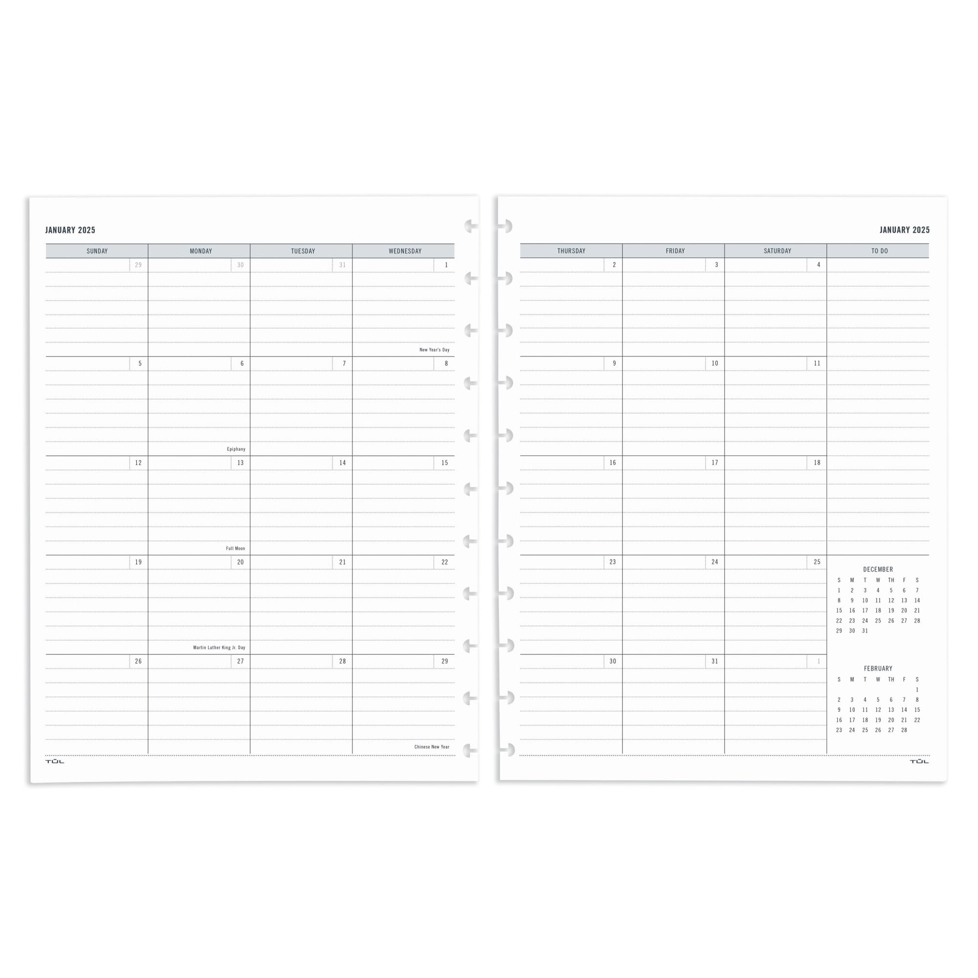 2025 TUL® Discbound Monthly Planner Refill Pages - 12 Tab Dividers, Letter Size (8.5