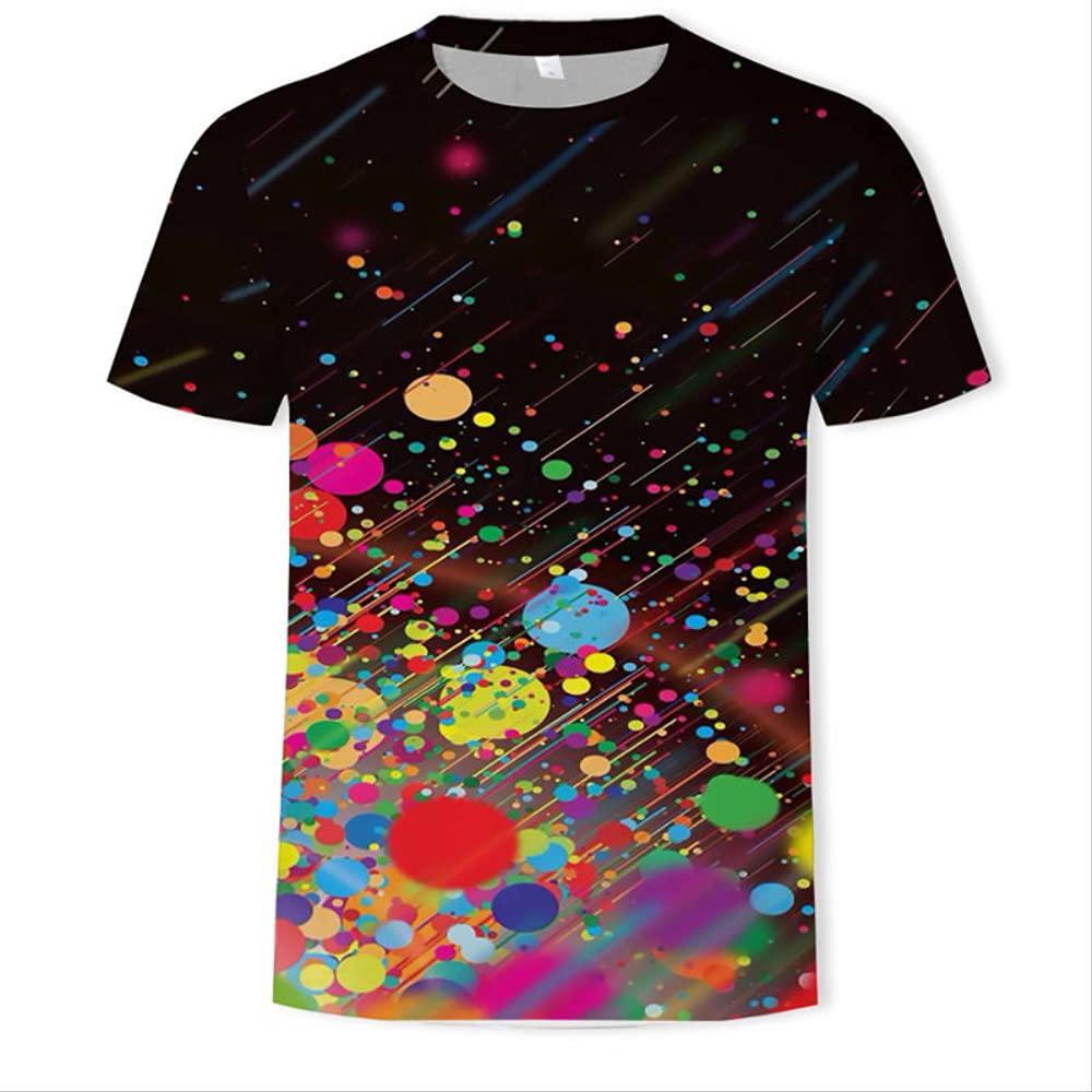 XSHUHANP Men's Summer Graphic T-Shirt - Milk Splash Print Short Sleeve Cotton Tee for Casual Wear, Street Style & Everyday Outfits
