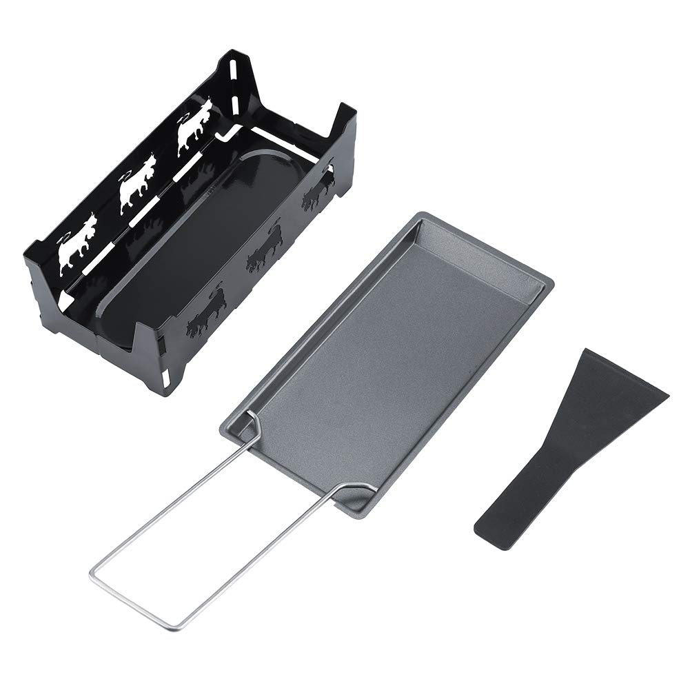 ViaGasaFamido Non-Stick Carbon Steel Grill Pan Set - Portable Folding Handle Bakeware for Stovetop, Camping & Kitchen Use - Perfect for Grilling, Melting Cheese & Candle Light Cooking