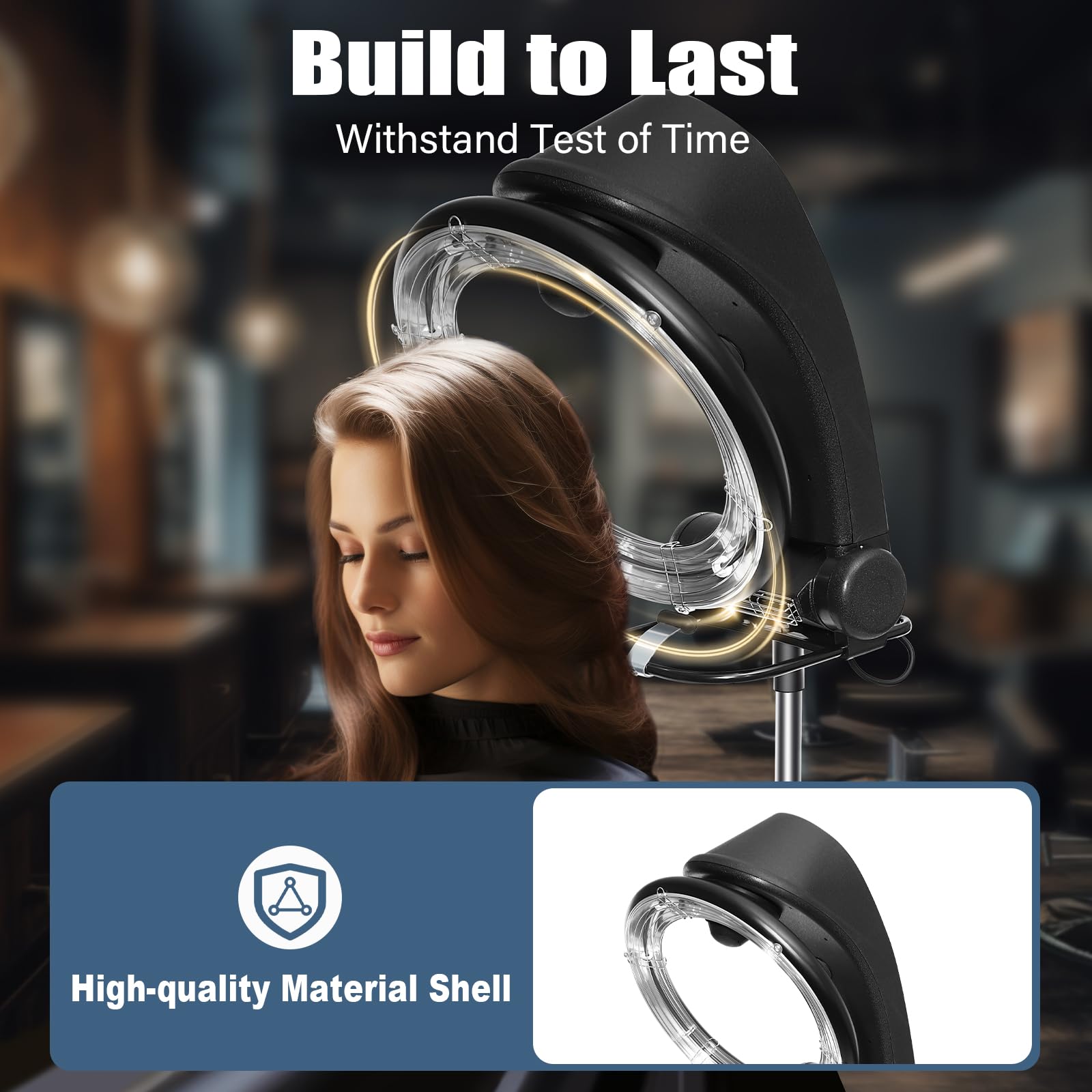 3 in 1 Hooded Hair Dryer - Professional Orbiting Infrared Stand Hair Dryer 110V 950W with Adjustable Temperature for Salon & Home Use - Perfect for Styling, Drying & Setting Hair