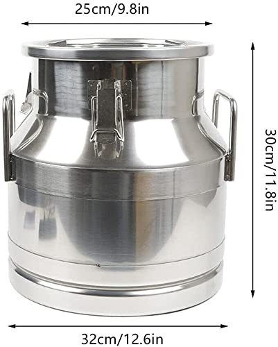 3.16 Gallon Stainless Steel Milk Can, Ice Bucket & Wine Chiller - Commercial Water Jug, Liquid Storage Pail & Fermentation Barrel - Multi-Purpose Kitchen Canister for Beverage Cooling, Brewing & Food Storage