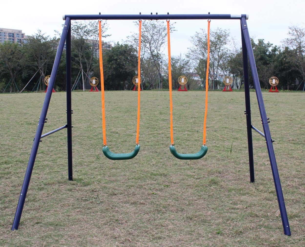 Outdoor A-Frame Metal Swing Set for Kids & Toddlers - Heavy Duty Backyard Playground with 2 Seats - Perfect for Gardens, Parks, and Outdoor Family Fun