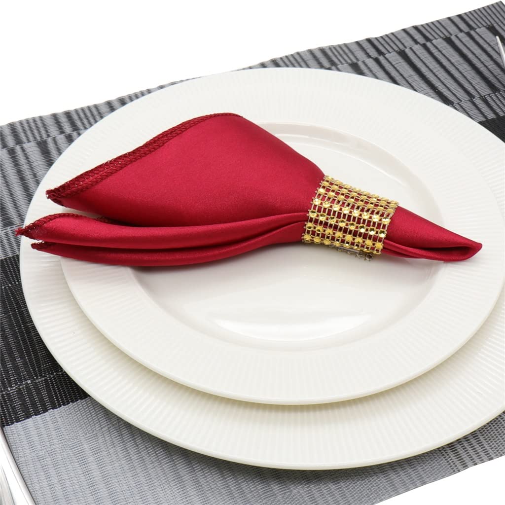 12-Piece Hemstitched Satin Cocktail Napkins 30x30cm - Elegant Dinner Napkins for Wedding, Party & Kitchen Use - Soft Table Linens for Special Occasions & Daily Dining