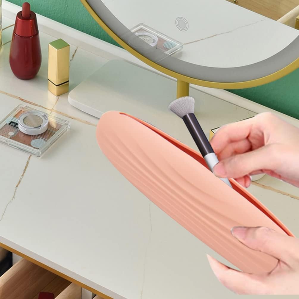 Darkstick Silicone Makeup Brush Holder - Portable Travel Makeup Bag with Soft Sleek Design - Waterproof Cosmetic Brush Organizer Pouch for Professional & Home Use (Perfect for Travel, Salon & Daily Makeup Storage)