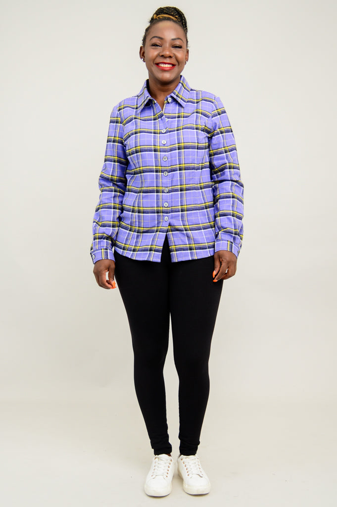 Alexis Top - Comfrey Plaid Cotton Flannel Shirt for Women | Cozy & Stylish Fall & Winter Fashion | Perfect for Casual Outings & Layering