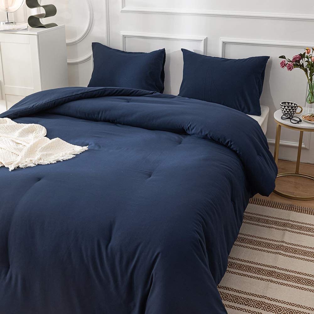 Luxlovery Navy Blue Comforter Set King Size - Soft, Breathable & Lightweight Dark Blue Blanket Quilts for Bedroom - Perfect for All Seasons, Cozy Sleep & Home Decor