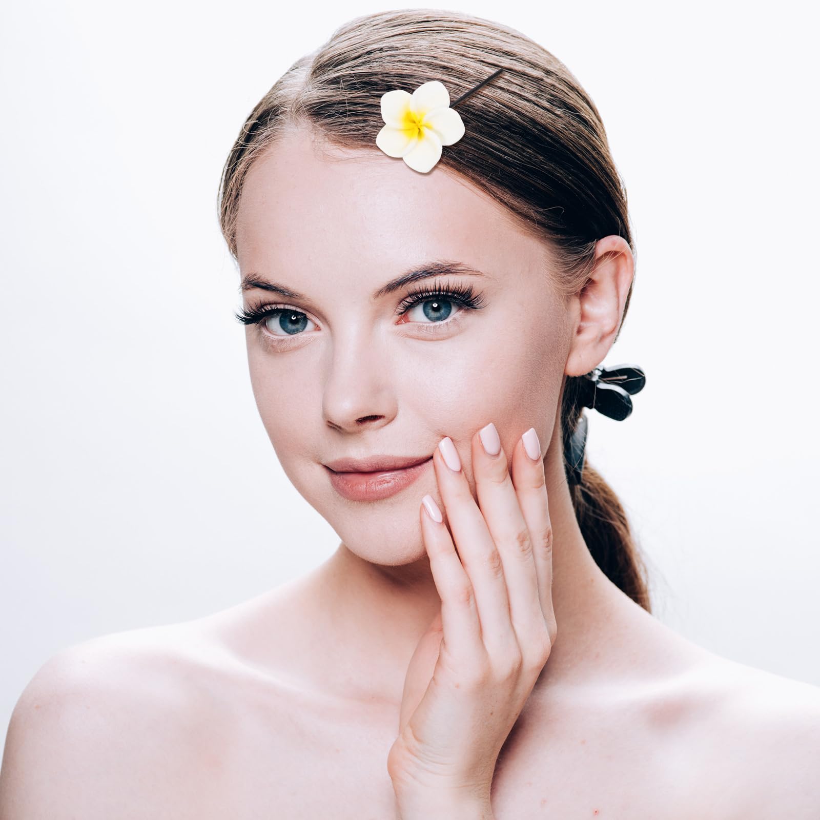 KALLORY 10PCS Plumeria Flower Hair Clips - Tropical Foam Hairpins for Women, Bridal Barrettes, Beach Wedding Accessories - Perfect for Hawaiian Theme Parties, Summer Vacations & Boho Fashion