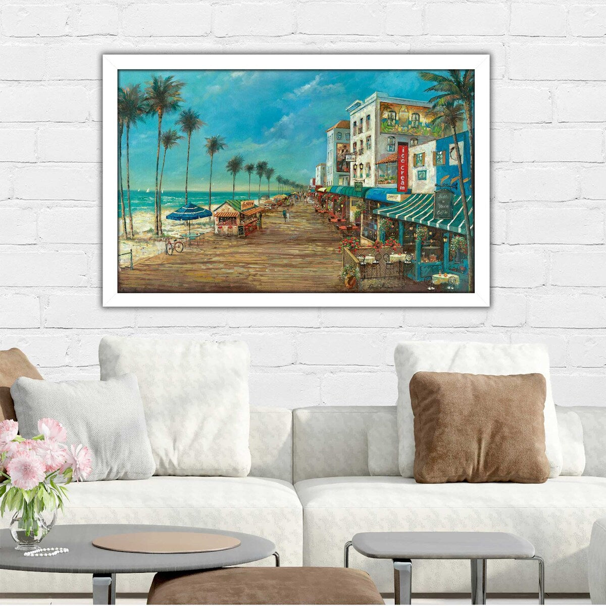 Ruane Manning 'A Day On The Boardwalk' Acrylic Wall Art Print - Coastal Beach Decor for Living Room, Bedroom & Office