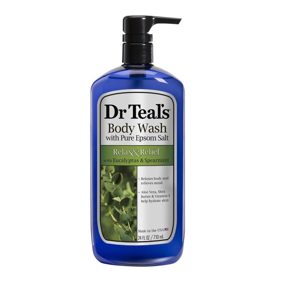 Dr Teal's Relax & Relief Eucalyptus Spearmint Body Wash - 24 fl oz (710ml) for Stress Relief & Muscle Relaxation - Perfect for Bath, Shower & Aromatherapy